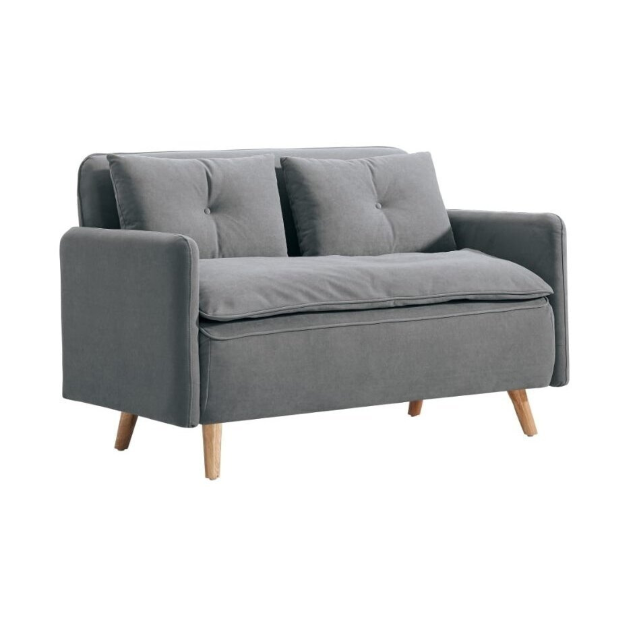 Sofa-lova „Bliss“ pilkos spalvos šonu – modernus dizainas ir patogus poilsis mažoms erdvėms