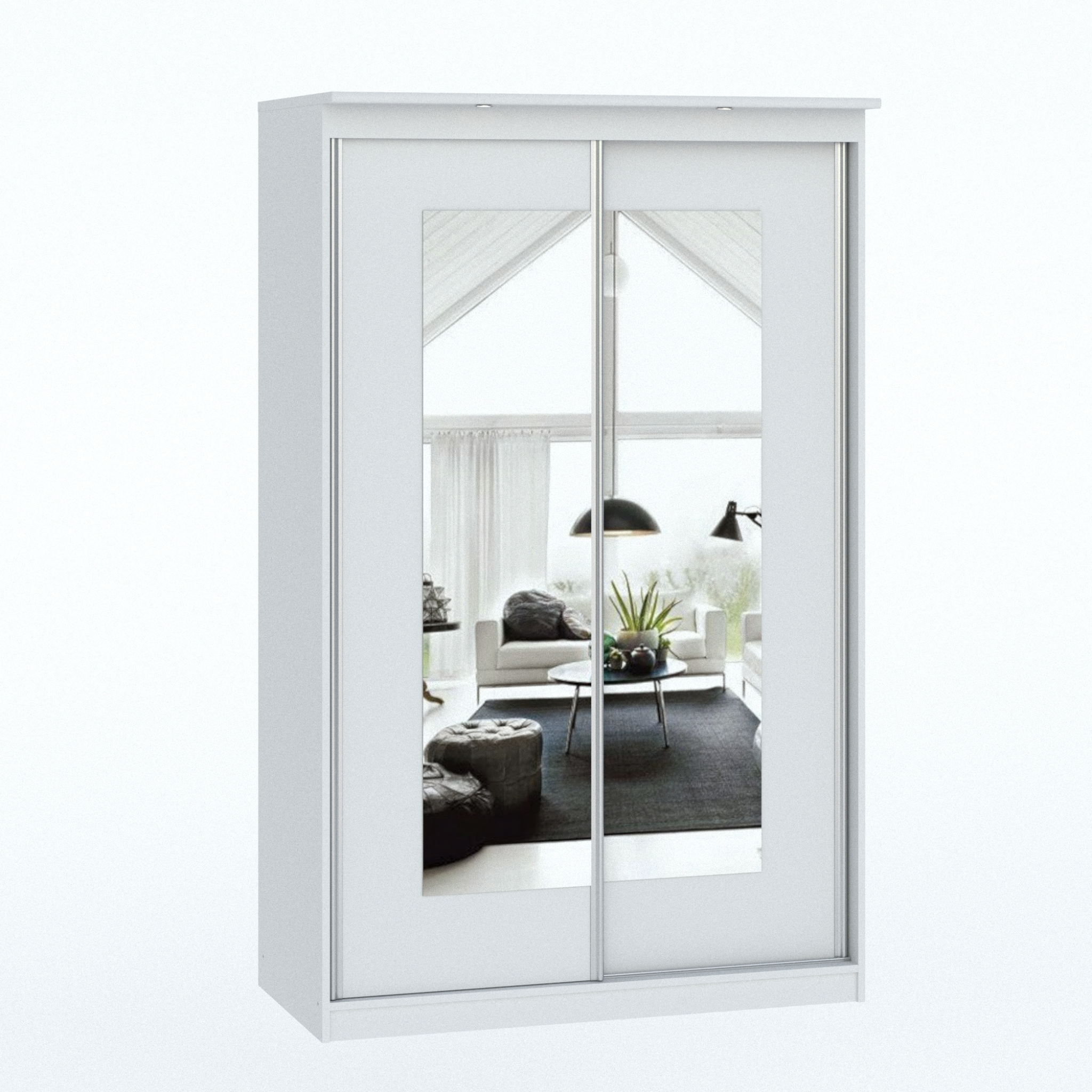 Balta spinta MORTY su veidrodžiais ir LED apšvietimu