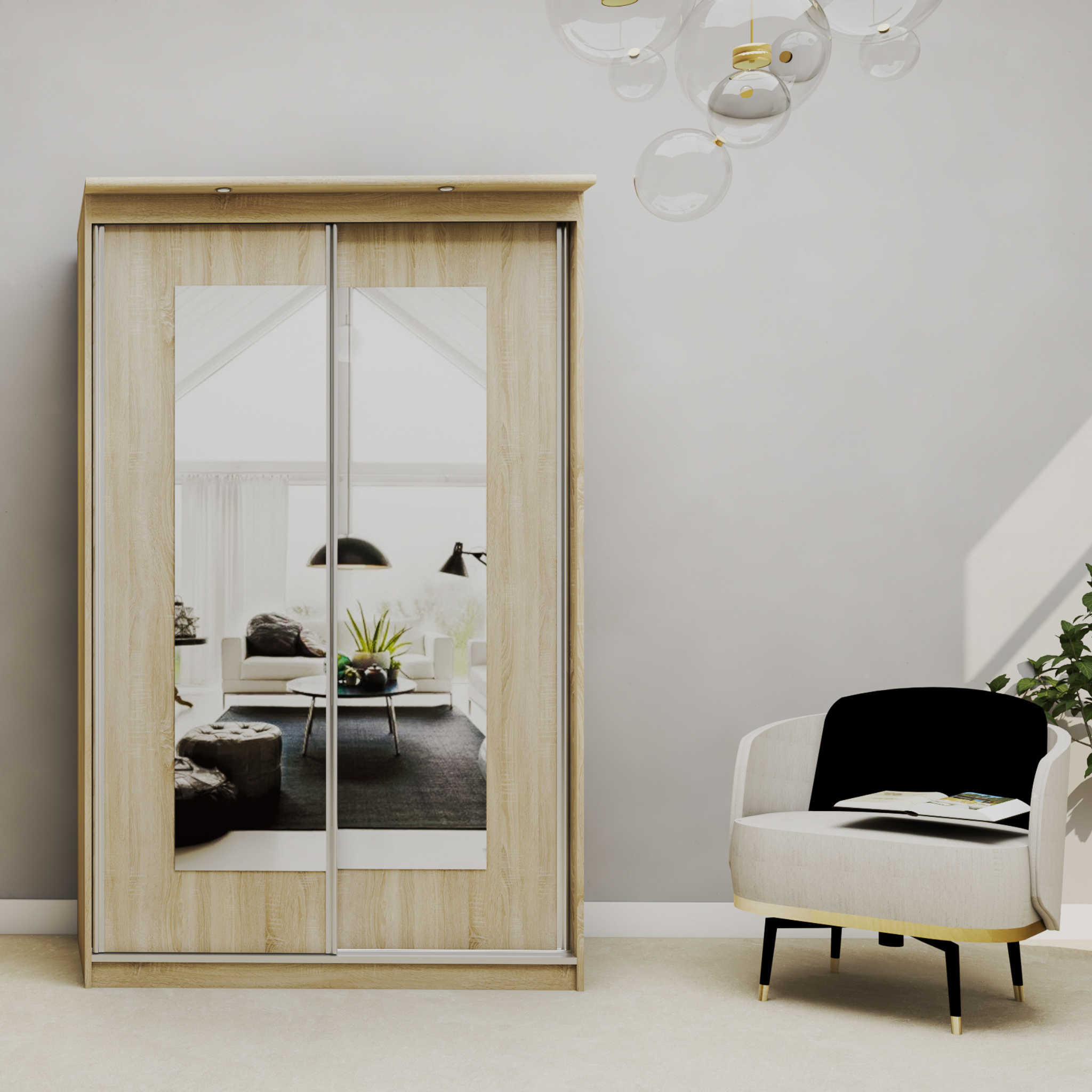 Sonoma spinta MORTY su veidrodžiais interjere