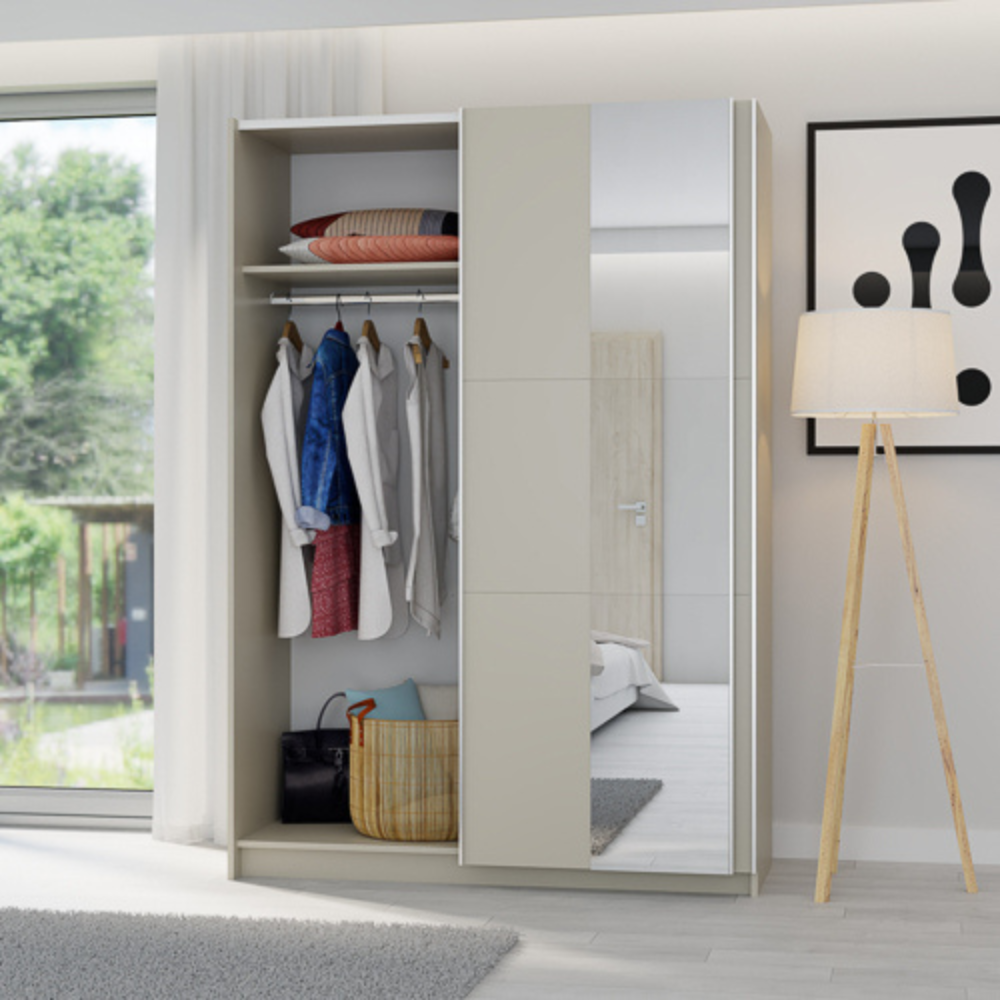 Spinta LUSE su veidrodžiu