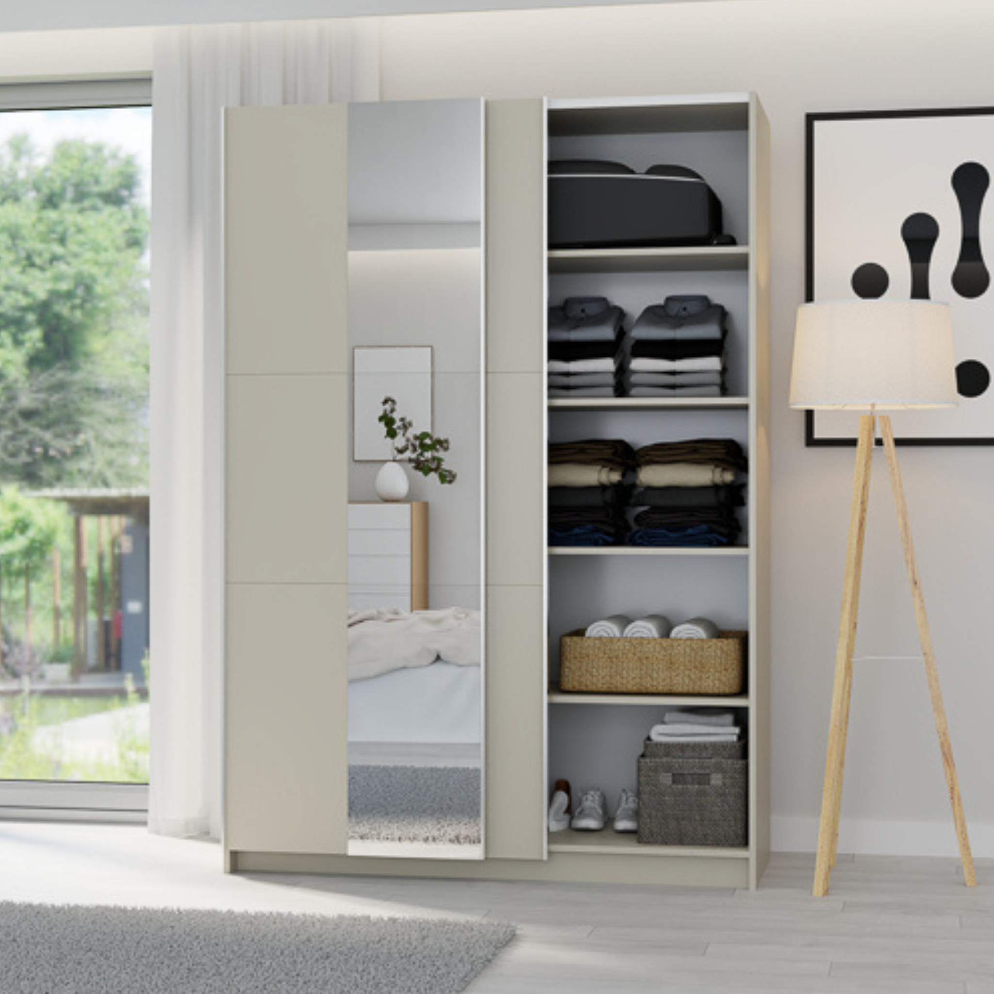 Spinta LUSE su veidrodžiu