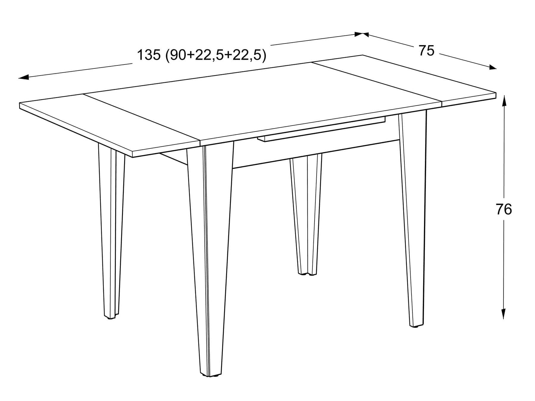 Ištiesiamas stalas BEGUM-90