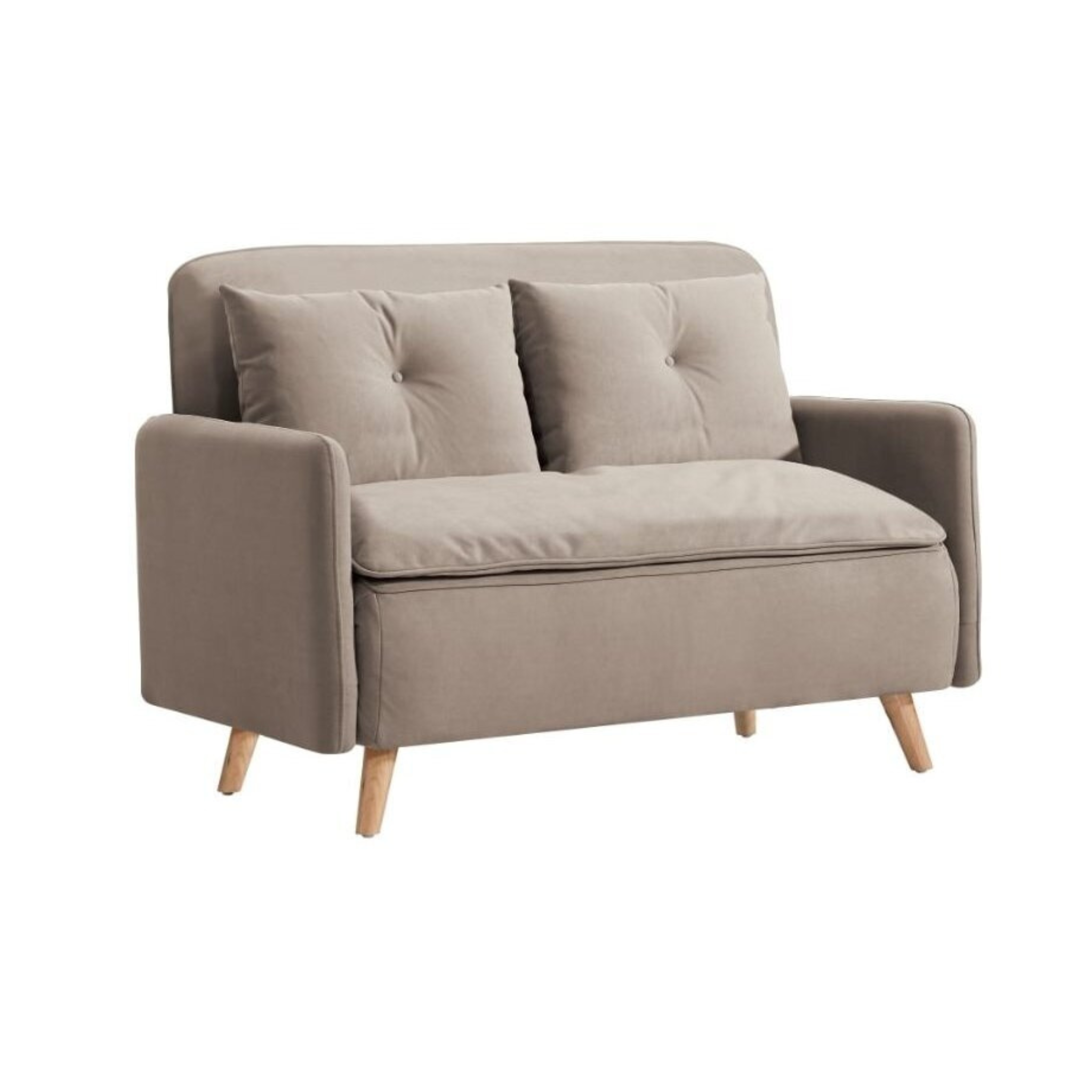 Sofa-lova šonu „Bliss“ smėlio spalvos – kompaktiška sofa su „Click-Clack“ mechanizmu