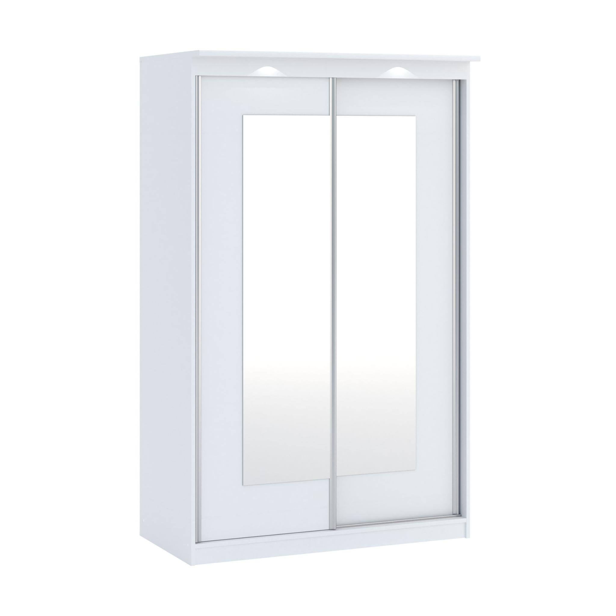 Balta spinta MORTY su veidrodžiais ir LED apšvietimu