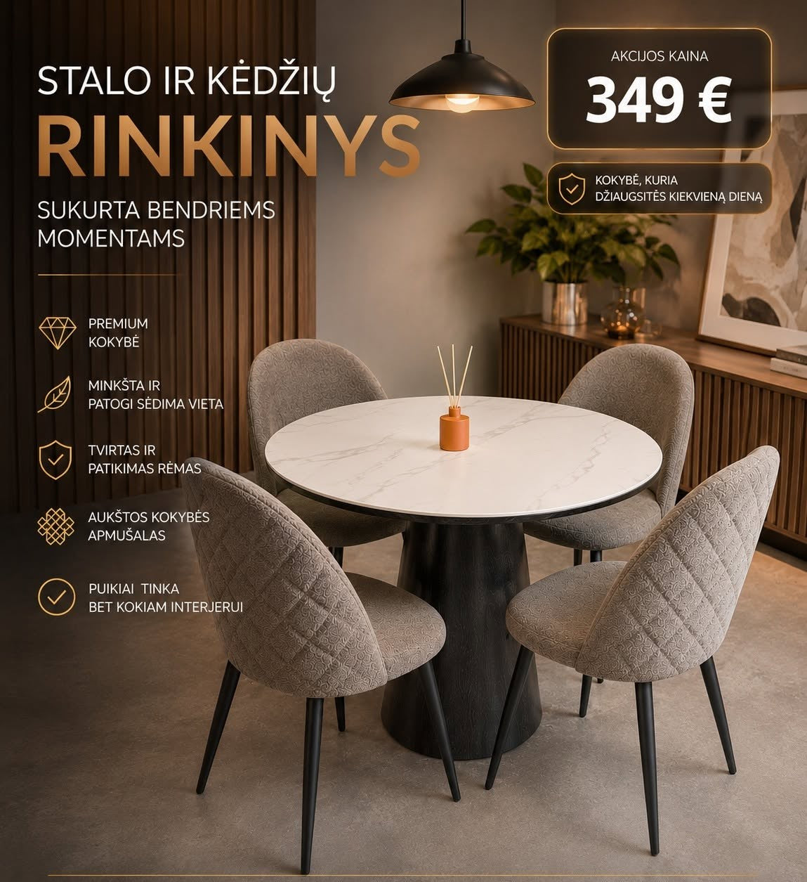 Stalo ir kėdžių komplektas HILTON